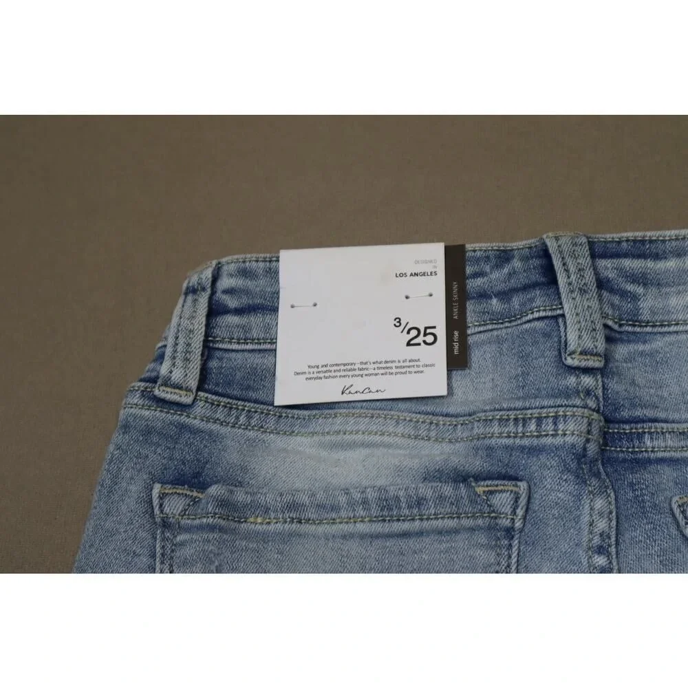 Kancan Mid Rise Ankle Skinny Ripped Light‎ Denim Jeans Size 3/25